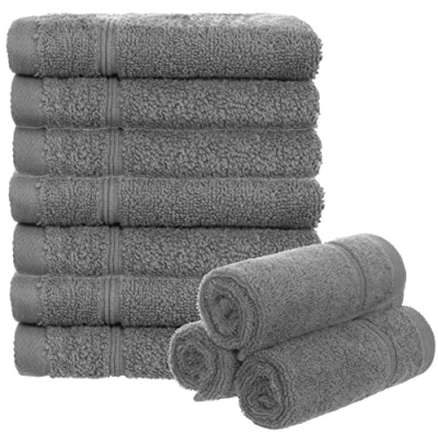 Afbeelding van Brandsseller Set van 10 zeepdoekjes washandjes gastendoekjes badstof bad/huishouden, ca. 30 x cm, 100% katoen, 450 g/m², lichtgrijs