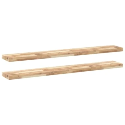 Afbeelding van vidaXL Wandschappen 2 st zwevend 140x20x4 cm onbehandeld acaciahout