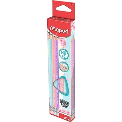 Afbeelding van Maped Grafietpotloden Black Peps Pastel collectie Inclusief 3 houten potloden met gum Speels design ornamenten Ergonomische handgreep kleuren