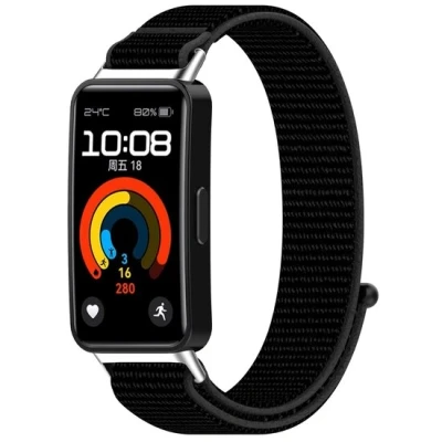 Afbeelding van Sport loop nylon bandje Zwart Huawei Band 10 / 9 8