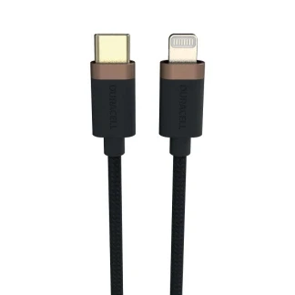 Afbeelding van Duracell 3A MFi USB C naar Lightning Kabel Kevlar 60W 1M Zwart