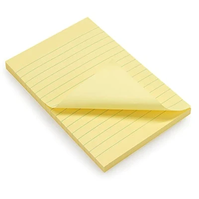 Afbeelding van WAYTEX 931680 Zelfklevende notities, A6, met lijnen, blok 100 vellen, zelfklevend, herpositioneerbaar, groot, 9,8 x 15 cm, pastelgeel, stuks