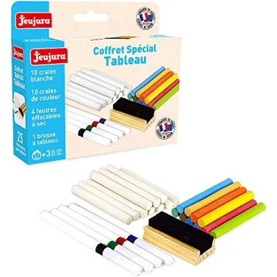 Afbeelding van Jeujura 8978 houten bord speciale doos bord: krijt, viltstiften, bordborstel