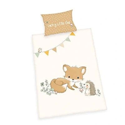 Afbeelding van Waldfreunde flanellen beddengoed, gemaakt in groen, kussensloop ca. 40 x 60 cm met hotelomslag, dekbedovertrek 100 135 knoopsluiting, 100% katoen, flanel