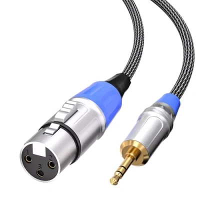 Afbeelding van Tisino Microfoonkabel XLR naar mini jack 3,5 mm asymmetrisch gevlochten nylon vrouwelijk 0,3 cm microfoon voor camcorders, DSLR camera&#039;s, opnameapparaat