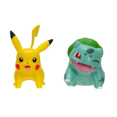 Afbeelding van POKEMON PKW3587 First Partner Bulbasaur en Pikachu vechtfiguren, 5,1 cm, met authentieke details, meerkleurig, 2 stuks