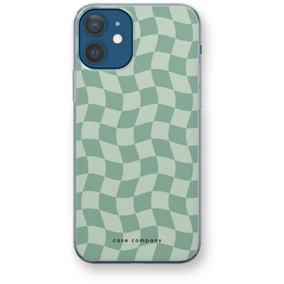 Afbeelding van Case Company® hoesje geschikt voor iPhone 12 Grid Groen Soft Cover Telefoonhoesje Bescherming aan alle Kanten en Schermrand