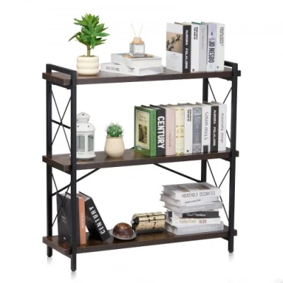 Image de VEVOR Bibliothèque en métal étagère de rangement sur pied pour bureau 3 niveaux