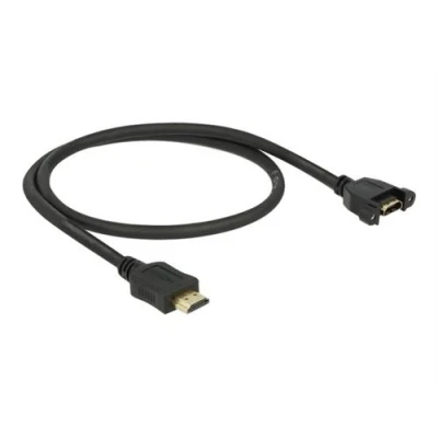 Image de Delock Câble d&#039;extension HDMI avec Ethernet mâle pour femelle vissable 50 cm noir support 4K