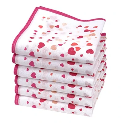 Afbeelding van Merrysquare Mini zakdoeken met roze harten 100% katoen 6 stuks klein formaat 23 cm x model confetti, cm, Confetti