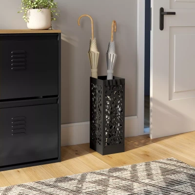 Image de Porte parapluie carré en acier noir 45 cm IDMarket