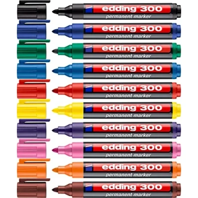 Afbeelding van Permanente markeerstift Edding 300 Zwart (10 Stuks)