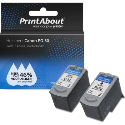 Afbeelding van Huismerk Canon PG 50 / CL 51 Inktcartridge Zwart + 3 kleuren Voordeelbundel