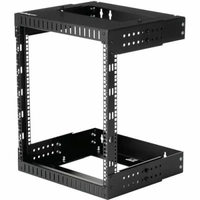 Image de StarTech.com 12U 19&quot; Wall Mount Network Rack Adjustable Depth 12 20&quot; 2 Post Open Frame Server Room for AV/Data/ IT Communication/Computer Equipment/Switch with Cage Nuts &amp; Screws (RK12WALLOA) montable sur mur noir