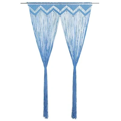 Afbeelding van vidaXL Macramé gordijn blauw 140x240 cm katoen
