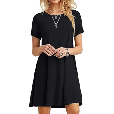 Afbeelding van MOLERANI Casual T shirtjurk met korte mouwen voor dames, perfect strand en zomer, zwart.