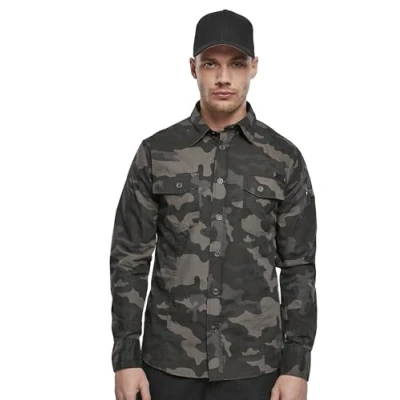 Afbeelding van Brandit SLIM FIT Overhemd, Heren, Maat: Medium, Darkcamo