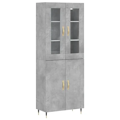 Image de vidaXL Buffet haut Gris béton 69,5x34x180 cm Bois d&#039;ingénierie3189377