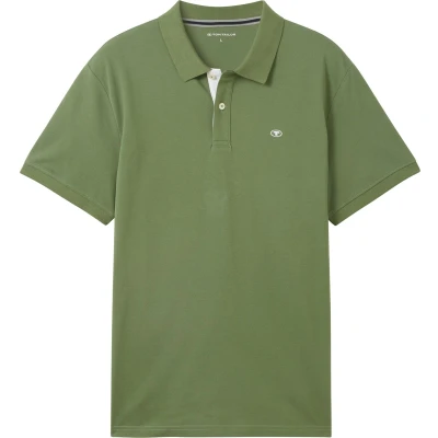 Afbeelding van TOM Tailor WITH Contrast Poloshirt, Heren, Maat: Large, Dull moss green