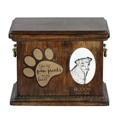 Afbeelding van Jagdterrier urn hond gepersonaliseerde met foto voor hondenas