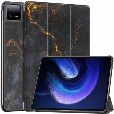 Afbeelding van iMoshion Tablet Hoes Geschikt voor Xiaomi Pad 6 Pro / Design Trifold Bookcase Zwart /Black Marble
