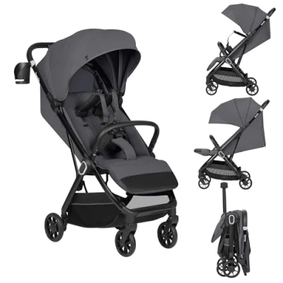 Afbeelding van LIONELO Bess Poussette (648 mois) jusqu’à 22 kg, Pliage Compact à Une Main, Position Allongée, de Voyage avec Roues PU 360 et Suspension, Capote UPF50+, Légère Sac Transport, Gris