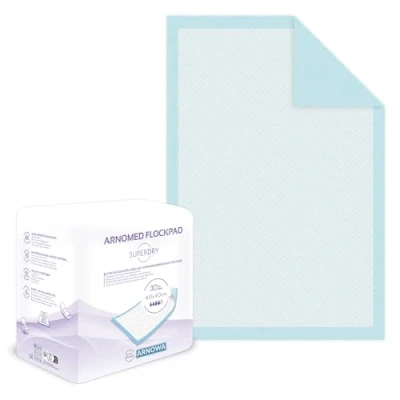 Afbeelding van 60 x ARNOMED wegwerponderlegger, 40 cm, absorberende incontinentiematrasbeschermer voor eenmalig gebruik, aankleedkussen baby&#039;s, cellulose onderleggers, 5 lagen het bed bij