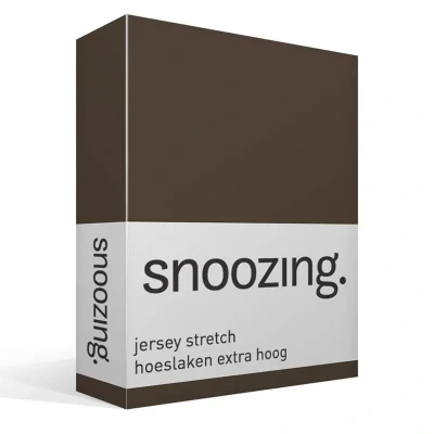 Afbeelding van Snoozing Jersey Stretch Hoeslaken Extra Hoog Eenpersoons 70/80x200/220 cm Bruin