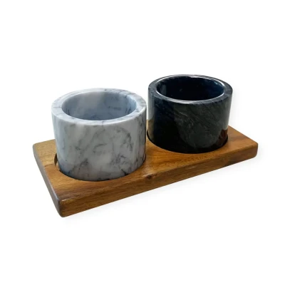 Afbeelding van Jay Hill Serveerplank met marmeren schaaltjes 17.5 x 9 cm