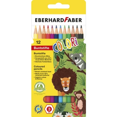 Afbeelding van kleurpotlood Eberhard Faber 17,5cm kartonnen etui à 12 stuks assorti kleuren EF 514812