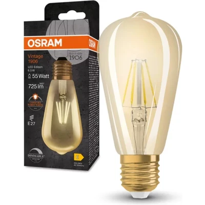 Afbeelding van Ledvance Vintage 1906 LED E27 Peer Helder 6.5W 725lm 824 Zeer Warm Wit Dimbaar Vervangt 55W