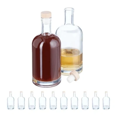 Afbeelding van Relaxdays glazen flesjes met dop set van 12 500 ml kunststof kurk oliefles