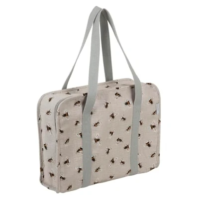 Afbeelding van Hobby Gift Project Case Opbergtas voor naaien, knutselen, breien, lesgeven en reizen, 3 kunststof inzetstukken accessoires organisatie 100% katoen, 34 x 28 12 cm, De bijen, geval