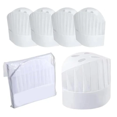 Afbeelding van ZHYUAN Set van 20 verstelbare wegwerpkoksmutsen vliesstof, voor keuken, huishoudelijk werk, restaurants, catering, keukenfeesten, wit, 60, Wit
