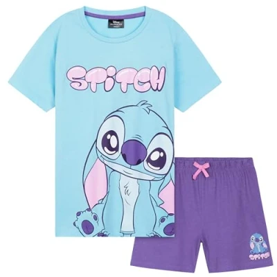 Afbeelding van Disney Pyjamaset met T shirt en shorts voor meisjes, Stitch cadeau Blauw/Paars 1 stuk, 11 12 jaar