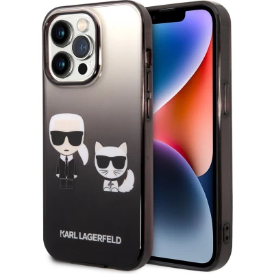 Afbeelding van Karl Lagerfeld Transparant &amp; Zwart Polycarbonaat/TPU Telefoonhoesje voor Apple iPhone 14 Pro Bescherming van Telefoon