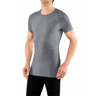 Afbeelding van FALKE Wool Tech Light herenshirt met korte mouwen, scheerwol, zwart, blauw, ademend, sportondergoed, warm, sneldrogend, gemiddelde tot koude temperaturen, Grijs gemêleerd 3757