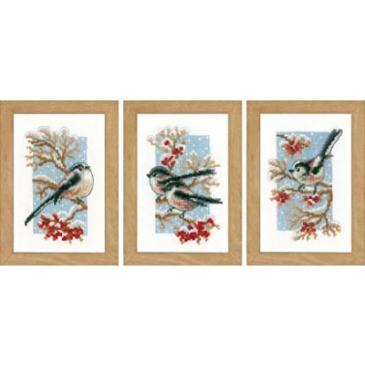 Afbeelding van Miniatuur kit Staartmeesjes en rode bessen set v 3 Vervaco PN 0166427