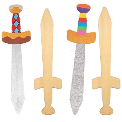 Image de Baker Ross AT697 Longues épées de chevalier en bois Loisirs créatifs pour enfants (Paquet 4)