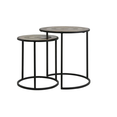 Afbeelding van Light &amp; Living Bijzettafel KOME Ø50x52cm Zwart Set van 2