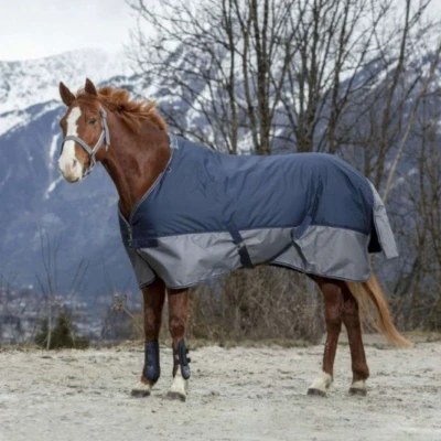 Afbeelding van EQUITHÈME Regendeken Tyrex 600D 50g Navy/Grijs 145/190