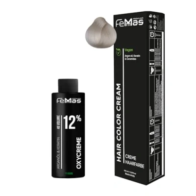 Afbeelding van Femmas Ultra Natural 900 S I Hair Color Cream 100 ml + oxycrème 12% permanente haarkleur ontwikkelaar zacht en duurzaam haarverf voor