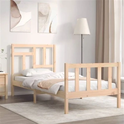 Image de vidaXL Cadre de lit avec tête 90x200 cm bois massif