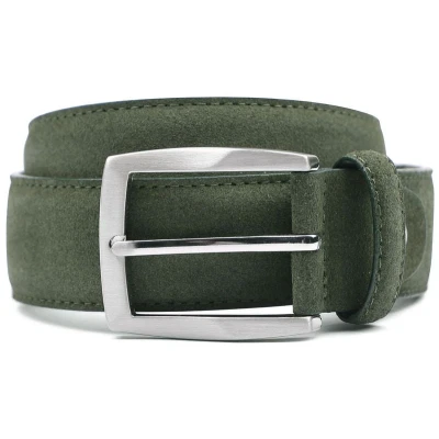 Afbeelding van Suitable Leren Riem Suede Groen maat 95 Heren Herenkleding Herenriem