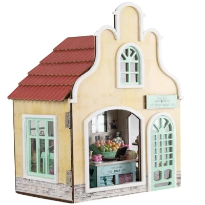 Afbeelding van Crafts&amp;Co Miniatuur Bouwpakket Volwassenen Hout DIY Poppenhuis Bouwpakketten Soap Shop