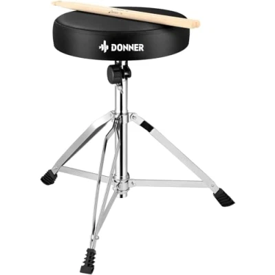Image de Donner Ensemble de trône batterie avec siège rembourré réglable en hauteur Baguettes 5 A incluses Plusieurs itérations Choix fiable pour les batteurs