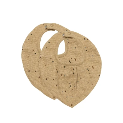 Afbeelding van Meyco Slabber Rib Mini Spot Bandana Toffee Melange 2 pack