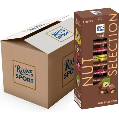 Afbeelding van Ritter Sport Chocolade Mini Nut Selection Mix Toren 7x16 gr Doos 8 stuks
