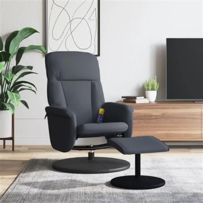 Afbeelding van VidaXL, Massagestoelen, Massagestoel met voetenbank donkergrijs fluweel,kleur