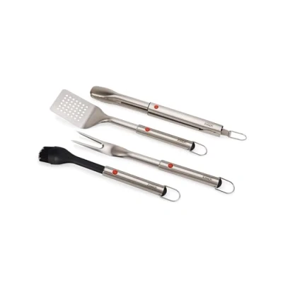 Afbeelding van Joseph GrillOut Set van 4 roestvrijstalen BBQ gebruiksvoorwerpen met opbergdoos, borstel, tang, spatel en vork